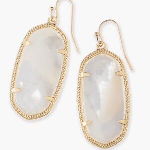 Kendra Scott Elle Gold Drop Earrings in Ivory Mother-of-Pearl